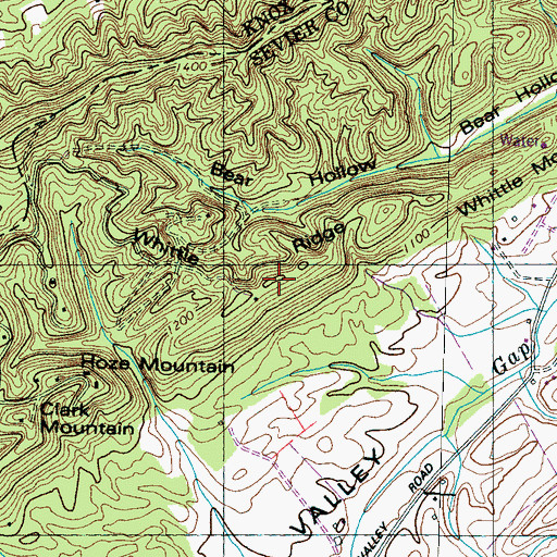 Topographic Map of Whittle Ridge, TN