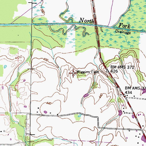 Topographic Map of Wiggins Cemetery, TN