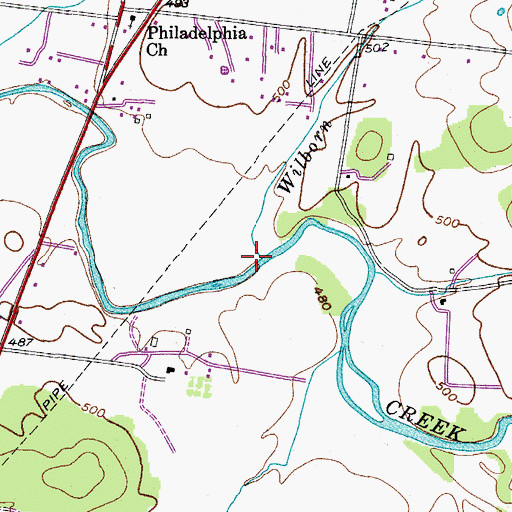 Topographic Map of Wilborn Branch, TN