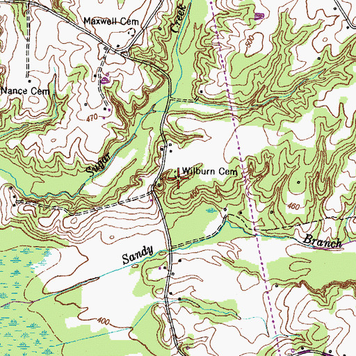Topographic Map of Wilburn Cemetery, TN