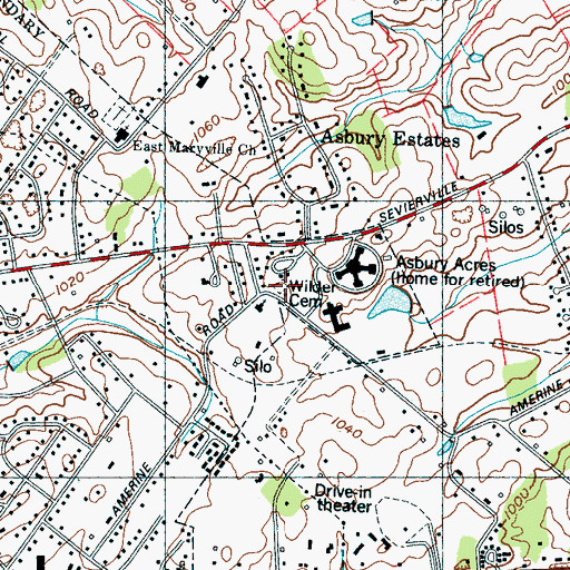 Topographic Map of Wilders Chapel Cemetery, TN