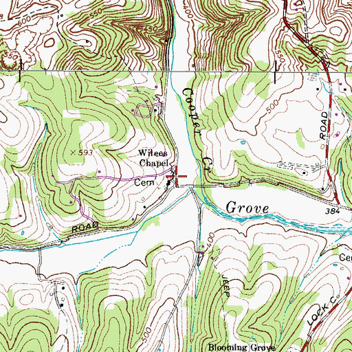 Topographic Map of Wilees Chapel, TN