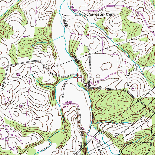 Topographic Map of Will Hall Creek, TN