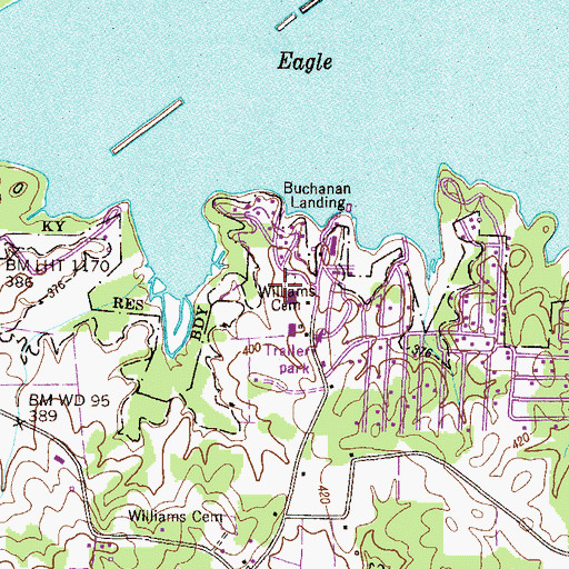Topographic Map of Williams Cemetery, TN