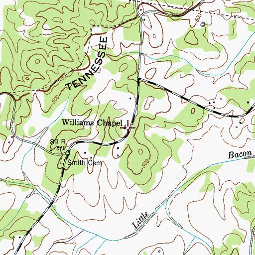 Topographic Map of Williams Chapel, TN