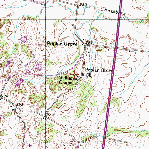 Topographic Map of Williams Chapel, TN