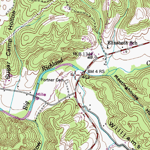 Topographic Map of Williams Hollow, TN