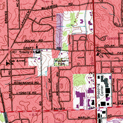 Topographic Map of Williams Park, TN