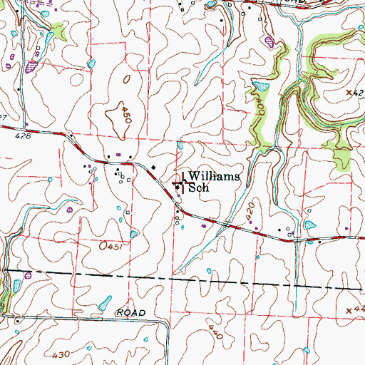 Topographic Map of Williams School, TN