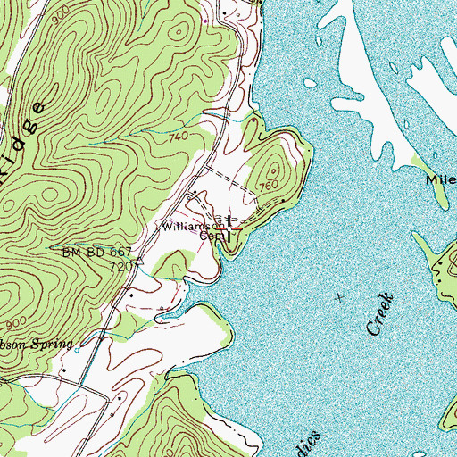 Topographic Map of Williamson Cemetery, TN