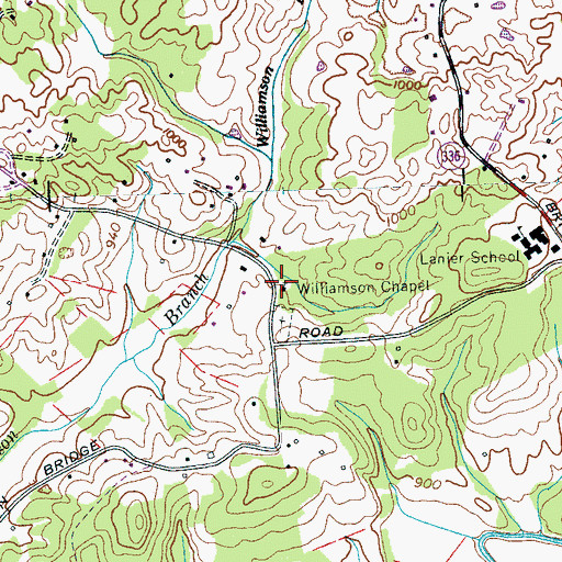Topographic Map of Williamsons Chapel Methodist Church, TN