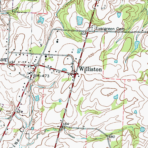 Topographic Map of Williston, TN
