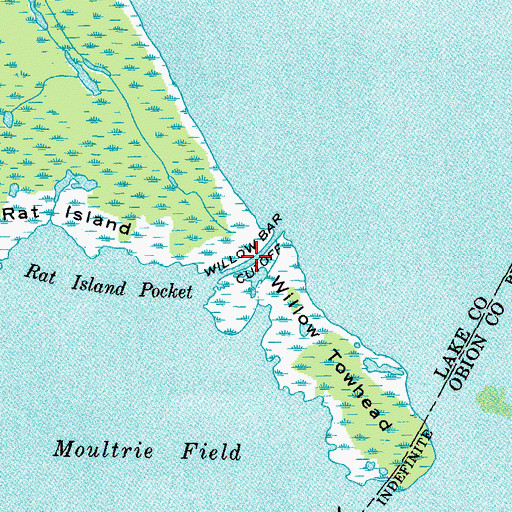 Topographic Map of Willow Bar Cutoff, TN