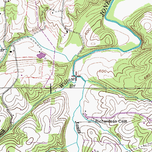Topographic Map of Willow Branch, TN