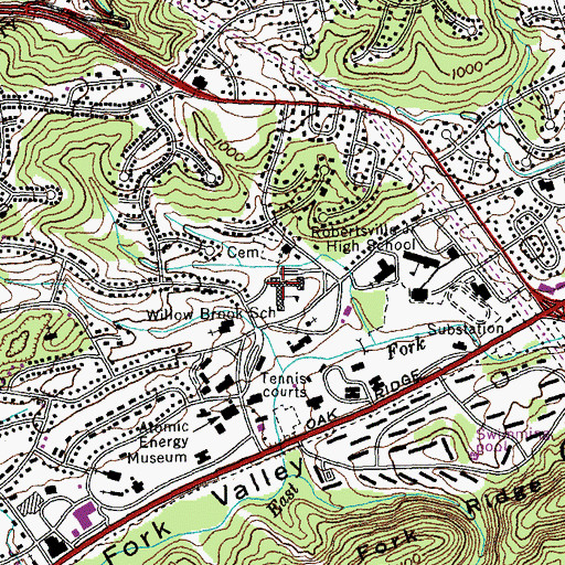 Topographic Map of Willow Brook Elementary School, TN