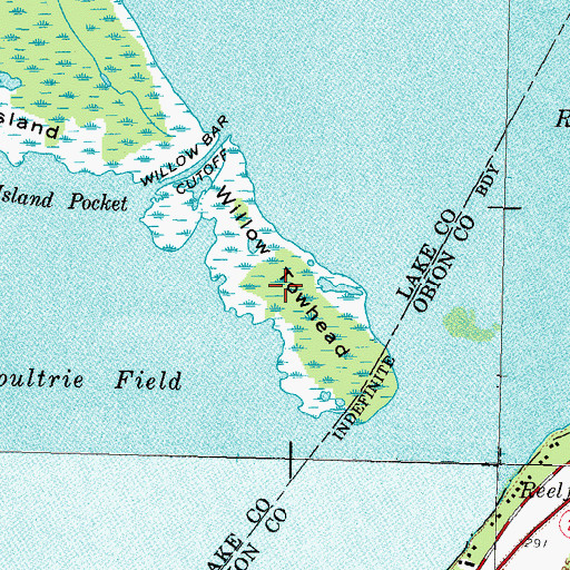 Topographic Map of Willow Towhead, TN