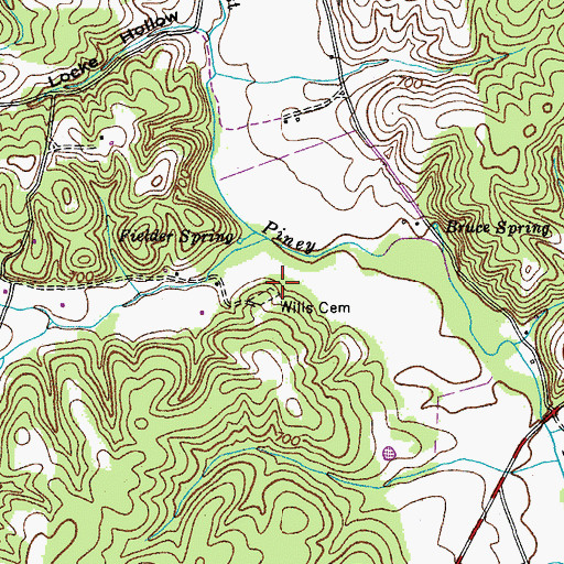 Topographic Map of Wills Cemetery, TN