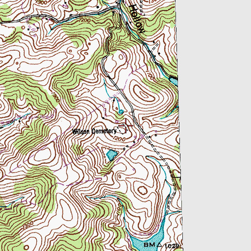 Topographic Map of Wilson Cemetery, TN