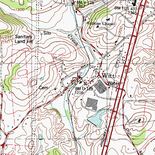 Topographic Map of Witt, TN