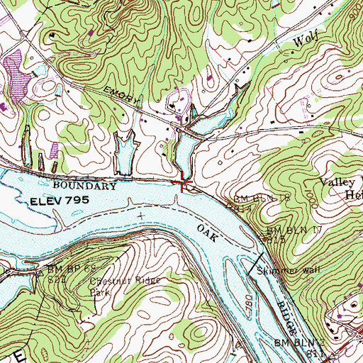 Topographic Map of Wolf Creek, TN