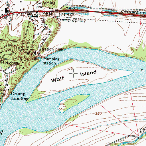 Topographic Map of Wolf Island, TN