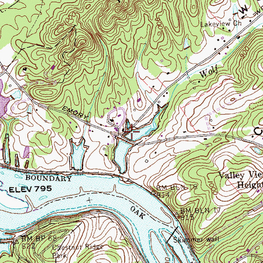 Topographic Map of Wolf Valley, TN