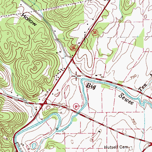 Topographic Map of Womac Hollow, TN