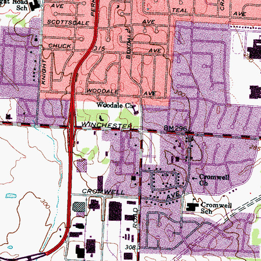 Topographic Map of Woodale Church, TN