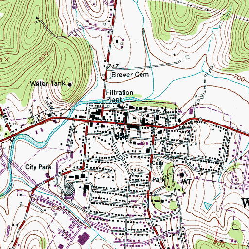 Topographic Map of Woodbury, TN