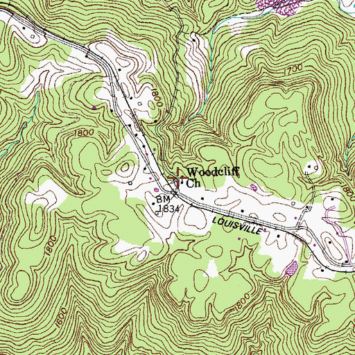 Topographic Map of Woodcliff Church, TN