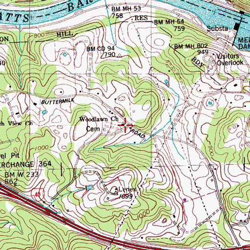 Topographic Map of Woodlawn Church, TN