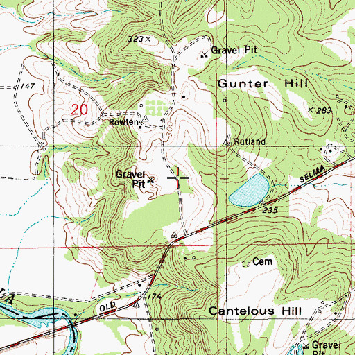 Topographic Map of Rutland Lake, AL