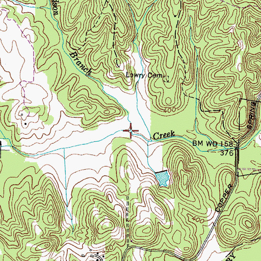 Topographic Map of Woodson Branch, TN