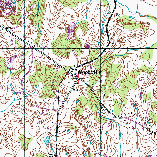 Topographic Map of Woodville, TN