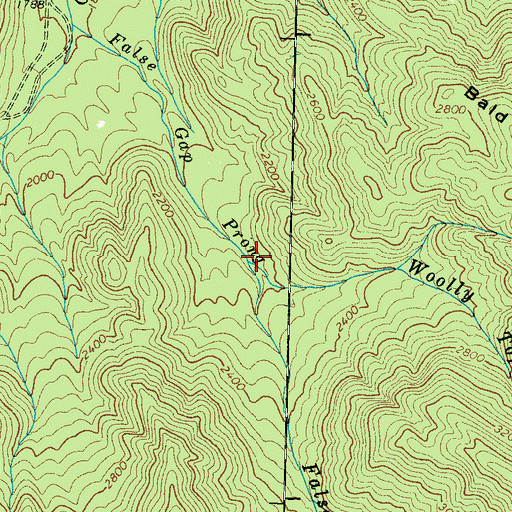 Topographic Map of Woolly Tops Branch, TN