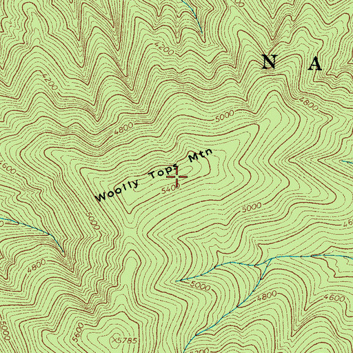 Topographic Map of Woolly Tops Mountain, TN