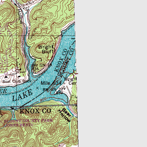 Topographic Map of Wright Cemetery, TN
