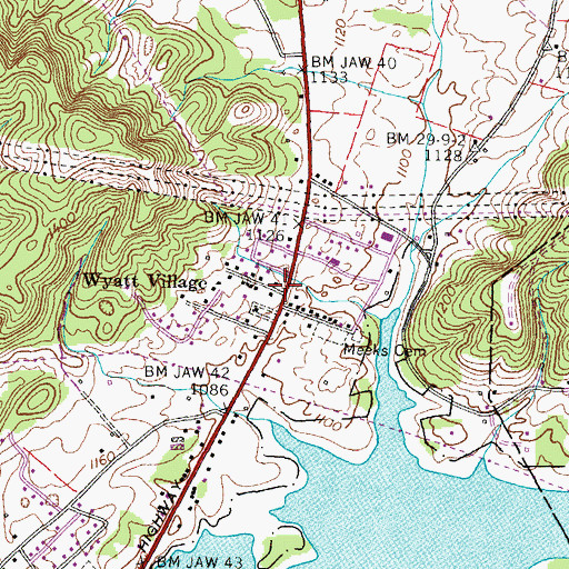 Topographic Map of Wyatt Village, TN