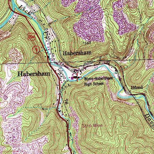 Topographic Map of Wynn-Habersham High School, TN