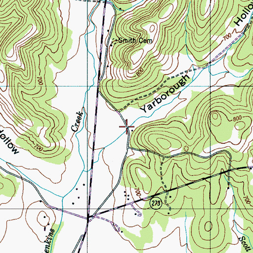 Topographic Map of Yarborough Hollow, TN