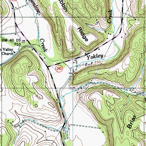 Topographic Map of Yokley Creek, TN