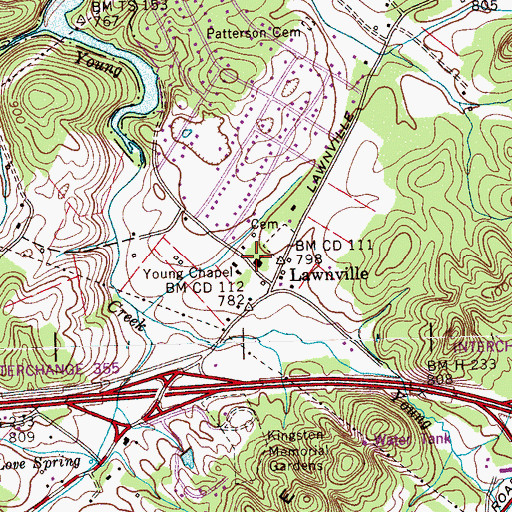 Topographic Map of Young Chapel, TN