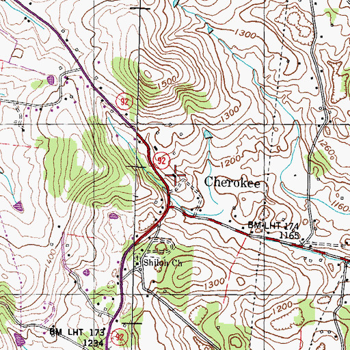 Topographic Map of Young School, TN