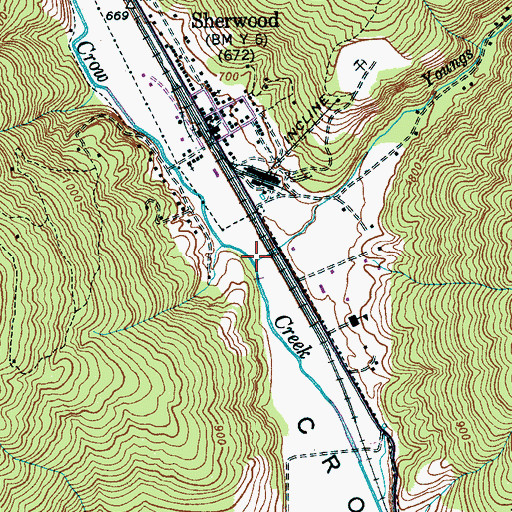 Topographic Map of Youngs Creek, TN