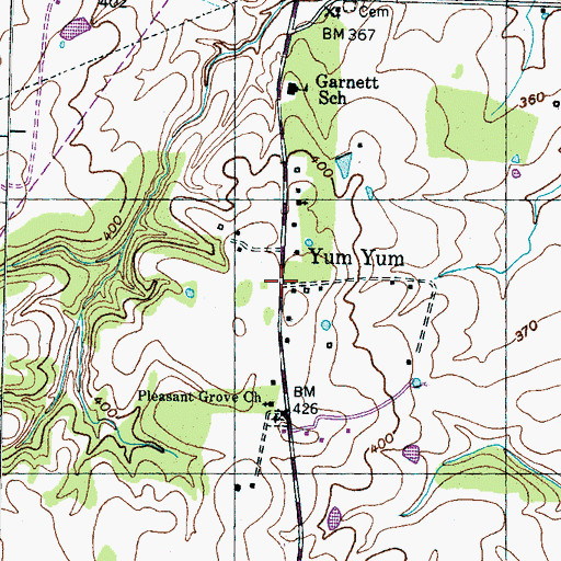 Topographic Map of Yum Yum, TN