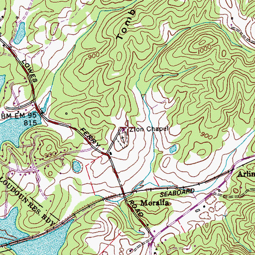 Topographic Map of Zions Chapel Baptist Church, TN