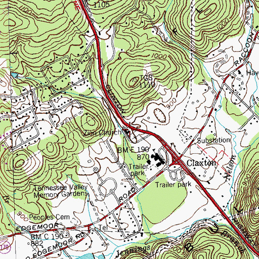 Topographic Map of Zion Baptist Church, TN