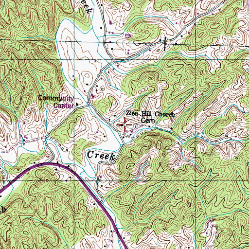 Topographic Map of Zion Hill Church, TN
