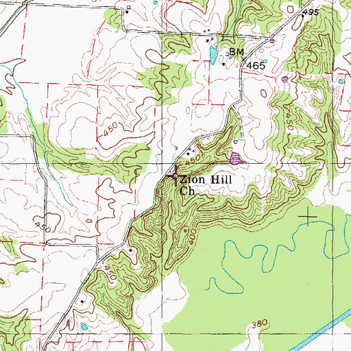 Topographic Map of Zion Hill Church, TN