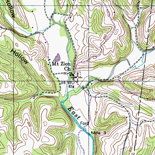 Topographic Map of Zion School (historical), TN